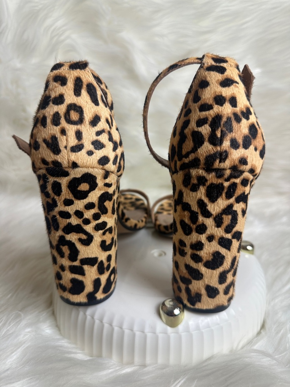 Steve Madden Leopard Print Cow Hair 
Block Heel Sandal Size 10 - Picture 5 of 12